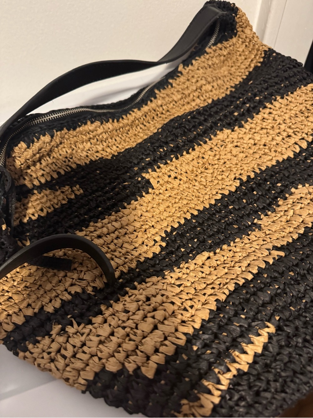Free People Woven Straw Shoulder Bag in Natural and Black - Picture 2 of 5